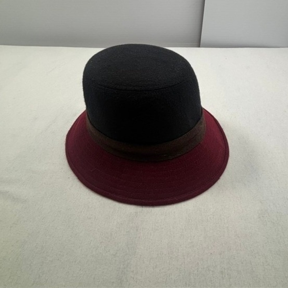 Magid Hats Womens Wool Blend Cloche Bucket Hat Black Burgundy Brown Colorblock